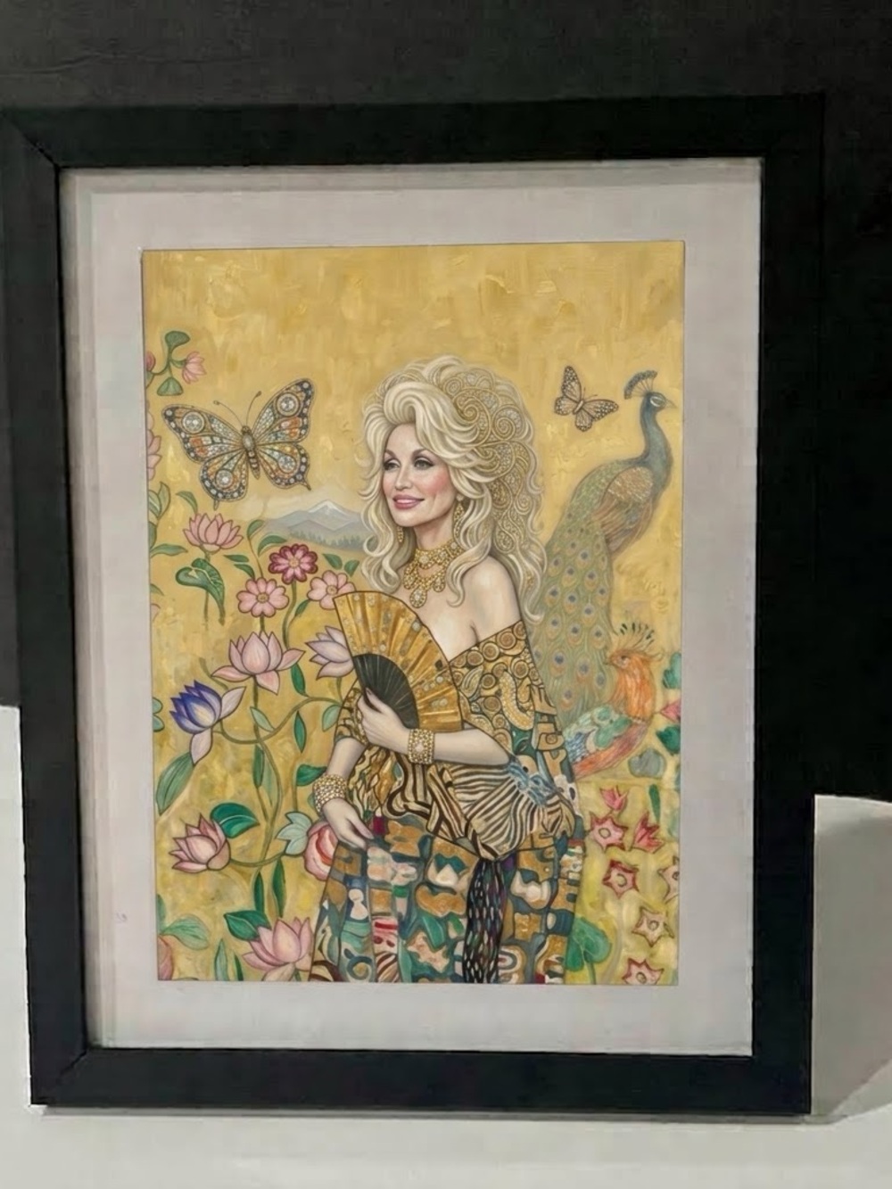 Dolly Parton in Gustav Klimt garden Framed print